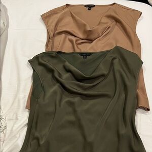 Banana Republic Tan Drape Neck Blouse